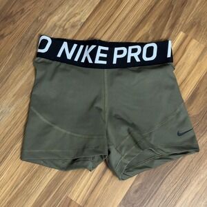 Nike Pro Dri-Fit Women's Small/S Army Green Compression Workout Fitness Shorts